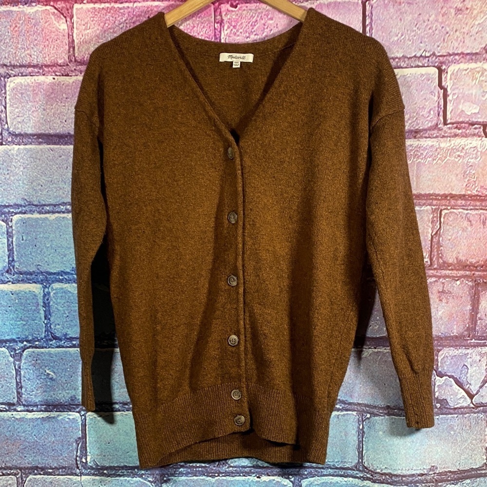 Madewell Women’s XXS Brown Button Front Cardigan Sweater Wool Blend